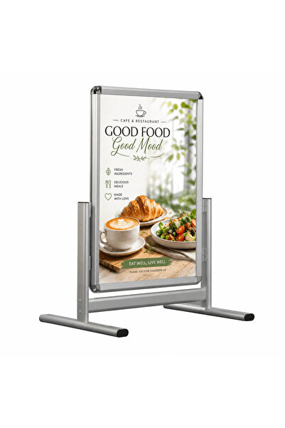 Pano Alüminyum Kaldırım Poster Maki Reklam Panosu B2 (50 × 70 cm) - Çift Taraflı Ağır Taban