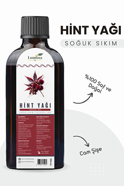 Hint Yağı Soğuk Sıkım 100 ML (Castor Oil) (Hekzan İÇERMEZ) %100 Saf Ve Katkısız