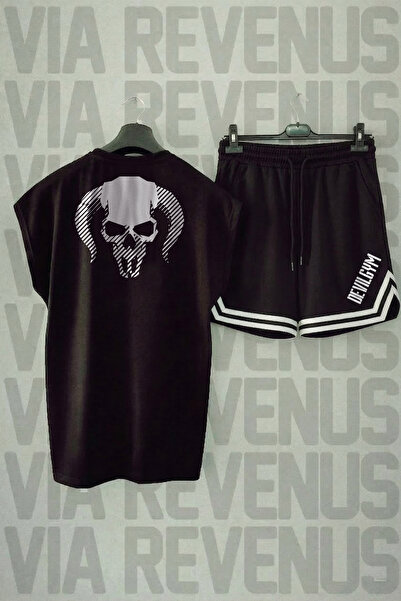 Vordevia Gym Devil Printed Zero Sleeve Sports Tshirt and Shorts Sports Traini...