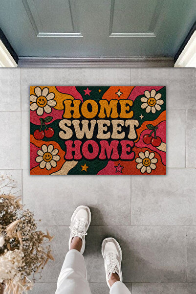 Dormot Home Home Sweet Home Written Cherry Retro Door Mat Digital Printing 70...
