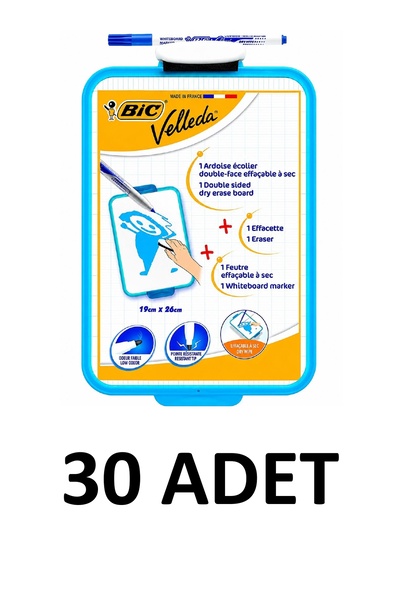 Bic 30 Adet Velleda Kalem Ve Silgi Yazı Tahtası 19x26cm
