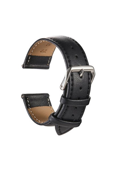 Choice6 20mm All Black Genuine Leather Watchbands Calfskin Replace Wristwatch...