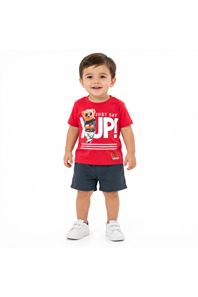 Generic Summer Kids' T-Shirt and Shorts Set Bear Print Just Say Yup