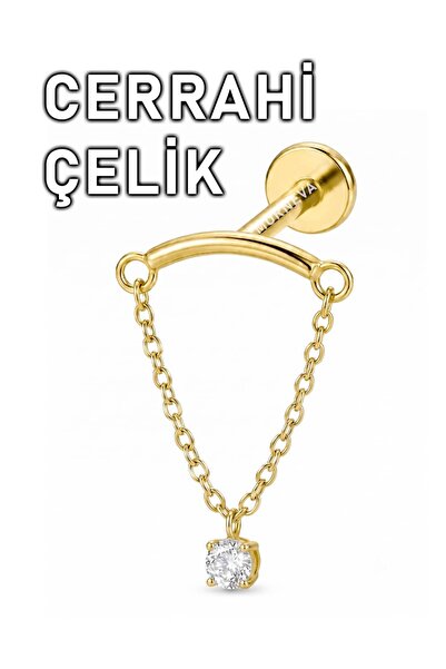 MORNEVA Cerrahi Çelik Yuvarlak Taş Sallantılı Gizli Hidden Helix Piercingi (1...