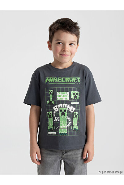LC Waikiki NEVAVM Difference Minecraft majica za dečake sa printom