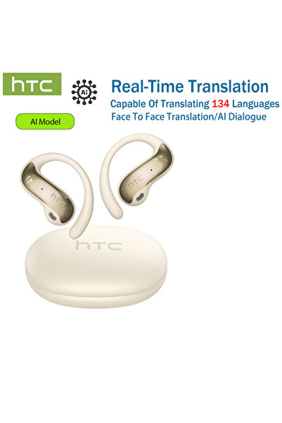choice2 Beige-AI HTC NE19 Wireless Bluetooth Headphones OWS Open Ear AI Trans...