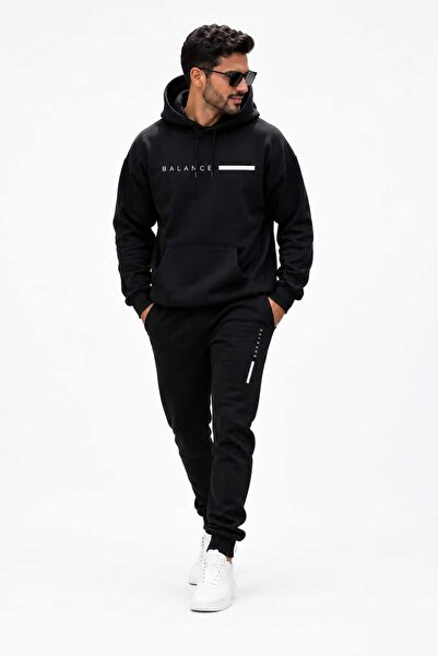 ONLY QUALİTY Unisex 100% Cotton Smoked Oversized Hooded Sweatshirt Set - Face...