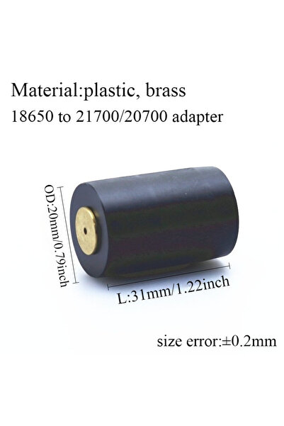 Choice6 1pc Battery Adapter 18650 to 21700 BLACK 1PC Plastic Brass 18650 to 2...