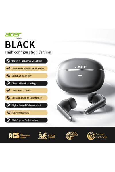 Choice black Acer OHR623 TWS Wireless Earbuds Bluetooth 5.3 ENC Noise Cancell...