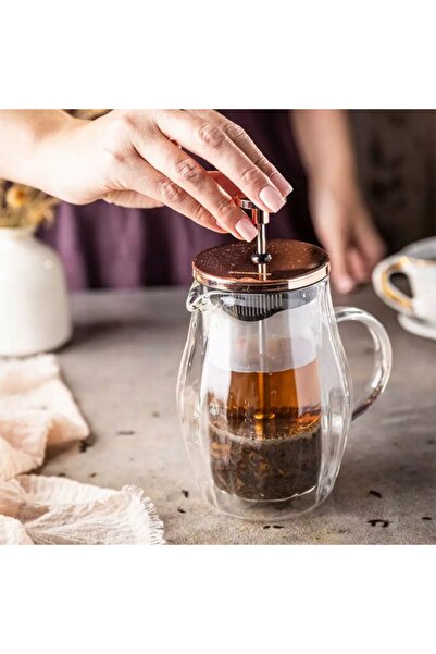 Klausberg Infuzor de cafea/ceai Piston, sticlă, culoare cupru, 0,35L