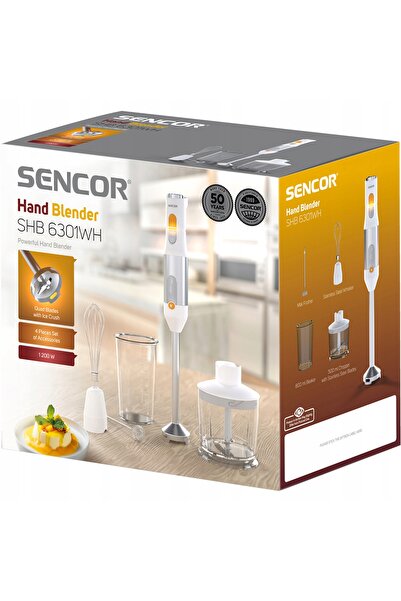 Sencor Blender de mână SHB 6301 1200W cu lame din oțel inoxidabil și tocător