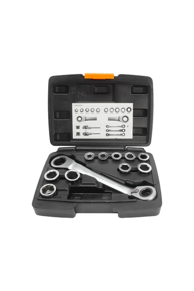 NO BRAND Set de chei combinate cu clichet, 11 piese, 8-19mm, CrV