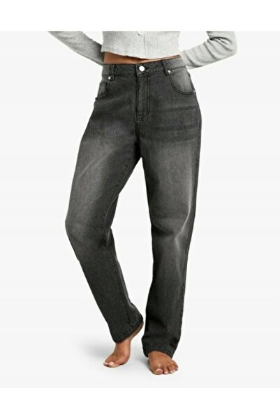 NO BRAND Pantaloni blugi din bumbac gri închis, cu picior lung, subțiri, Booh...
