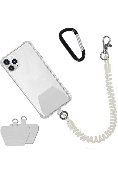 Generic White Phone Sling with 2 Self-adhesive Inserts & Carabiner - Durable,...