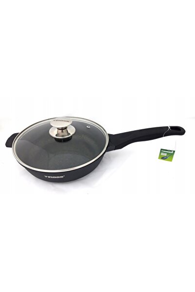 NO BRAND Tigaie adâncă din marmură, 26 cm, cu capac, compatibilă cu plitele c...