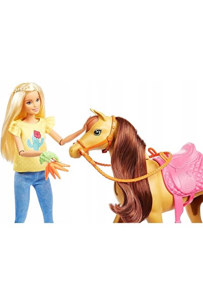 Barbie SET CU CAL, 2 PĂPUȘI, CAL DE PĂPUȘĂ, CALURI, ACCESORII, PONEI GXV77