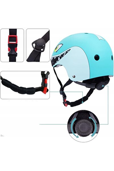 NO BRAND Cască de bicicletă pentru copii, model Rechin Albastru, mărimi 51 - ...
