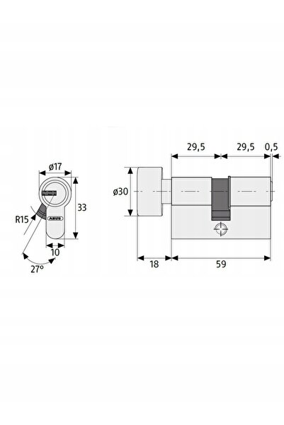 NO BRAND Set de inserții Abus D10+Kd10Np 50/55 + 50g/55 Nichel, Cl 5.2, 5 Chei