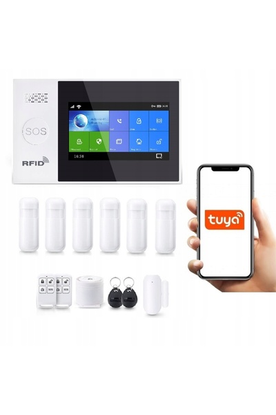 OnShoping Alarmă wireless cu ecran LCD de 4.3 inch, GSM, WiFi, SMS, Tuya Smar...
