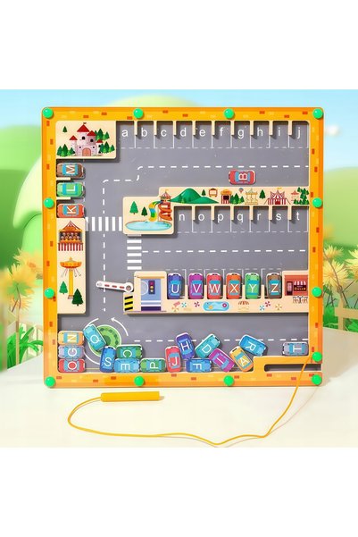 NO BRAND Puzzle magnetic din lemn cu alfabet și labirint, jucării Montessori