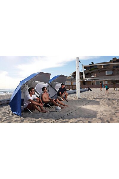 NO BRAND Sandos Umbrelă de plajă Albastră 220 cm Înălțime reglabilă UV