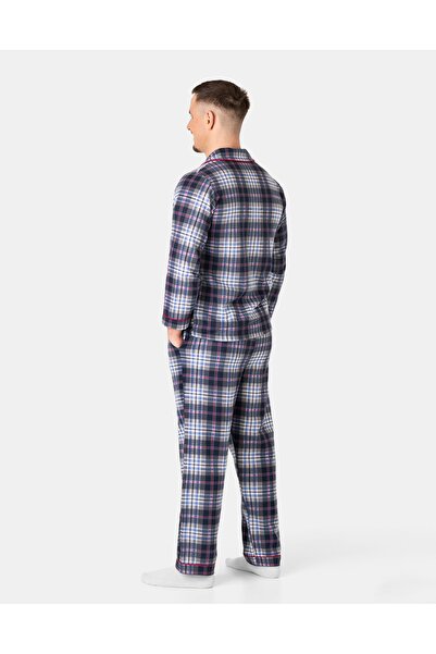 NO BRAND Pijamale călduroase bărbătești din flanelă de bumbac, cămașă tip car...