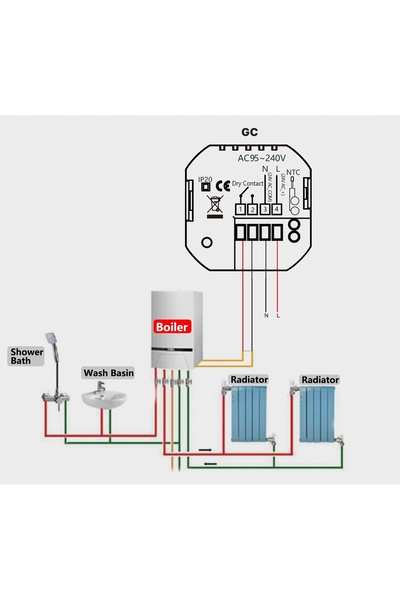 NO BRAND Termostat de cameră pentru centrală termică pe gaz Gałka 5A Wifi Tuy...