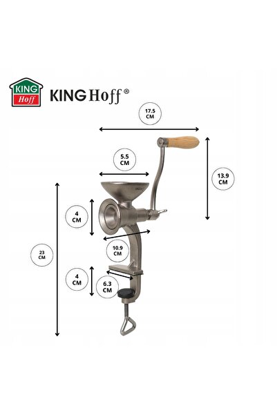 NO BRAND Kinghoff Râșniță manuală din metal argintiu