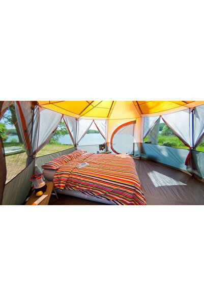 NO BRAND Cort de camping Coleman Octagon pentru 8 persoane, Gri/Portocaliu