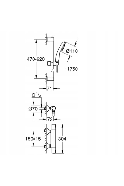 Grohe Set de duș cu mixer termostatic Precision Start 34597001