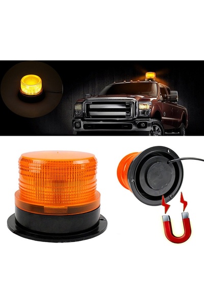 NO BRAND Lampă de avertizare intermitentă cu 18 LED-uri, 12V, cu magnet