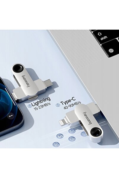 NO BRAND Fanxiang F385 Pendrive 64 GB USB 3.2 Tip C + Lightning Argintiu