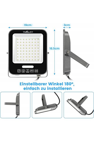 NO BRAND Proiector LED de exterior 50W, 5500 Lm, IP66, Set 2 bucăți