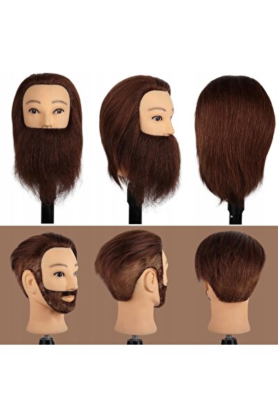 NO BRAND Cap de manechin masculin cu păr și barbă pentru practică și antrenam...