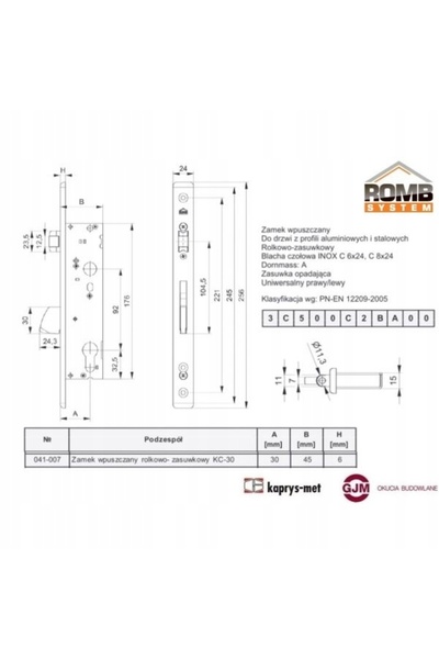 NO BRAND Roller Lock Karo/Romb Kc-30 92/30 Inox 041-007
