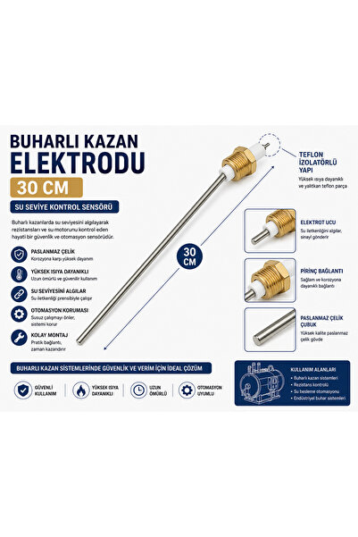 YAKAMOZ BUHARLI UTU MAKİNALARI Yakamoz Buharlı Kazan Elektrodu 30 cm | Su Sev...