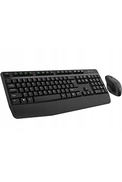 NO BRAND Set Tastatură și Mouse Wireless Triadyn Cyllene Negru pentru Birou ș...