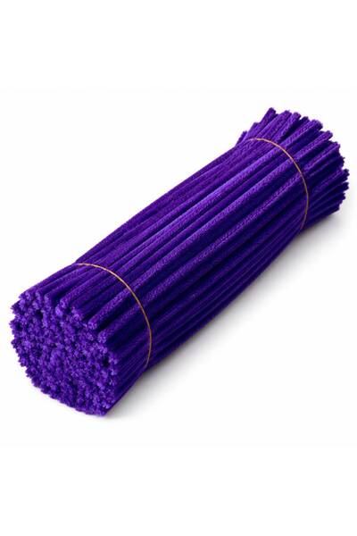 Çınar Çiçekçilik & Malzeme 100 Adet 8mm Mor Şönil 30cm, Tüylü Peluş Kadife Te...