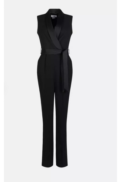 NO BRAND Salopetă neagră elegantă clasică cu curea, cu picioare lungi, COAST 38