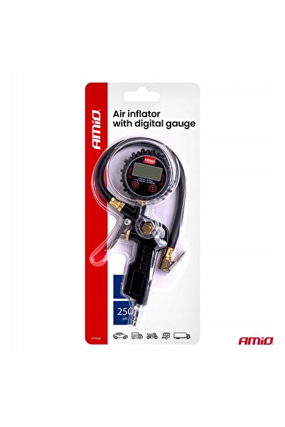 AMIO Pistol de umflat anvelope cu compresor de aer, cu manometru digital, 17 bar