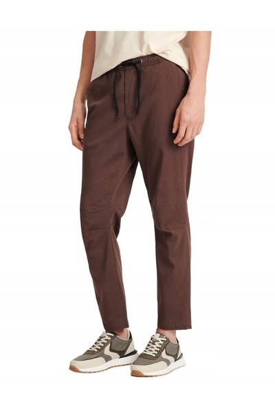 NO BRAND Pantaloni Material Bronz Jogger Clasic Bumbac Reserve m