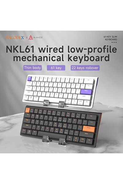 NO BRAND AJAZZ 60% Tastatură mecanică de gaming cu switch-uri scurte NKL61 Ta...