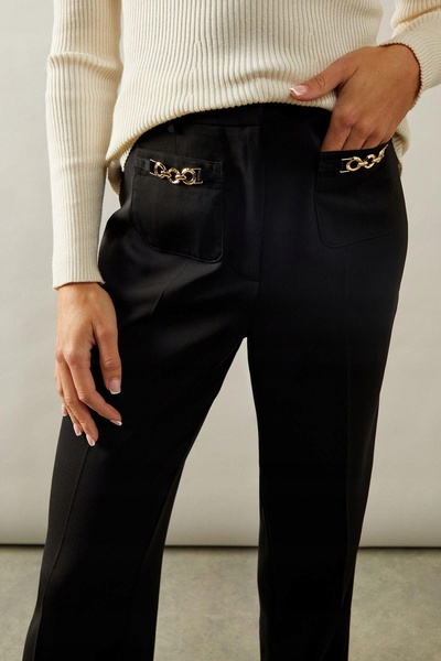 NO BRAND Pantaloni clasici negri, croială dreaptă, buzunare netede, Wallis 48