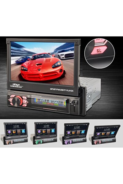NO BRAND Radio auto 1DIN 7'' cu Bluetooth, ecran tactil retractabil, Mirror L...
