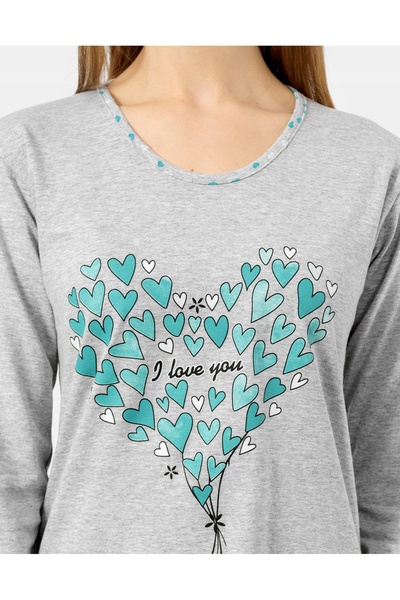 NO BRAND Pijamale subțiri de damă din bumbac, set tricou + pantaloni 411-4 XL
