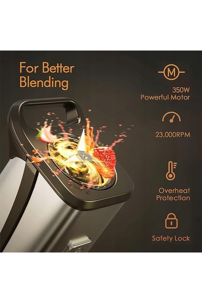 NO BRAND Mini blender pentru cocktailuri și smoothie-uri, 2 recipiente, 600 m...