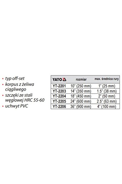 NO BRAND Cheie pentru tuburi cu mâner din PVC 450MM YATO YT-2204