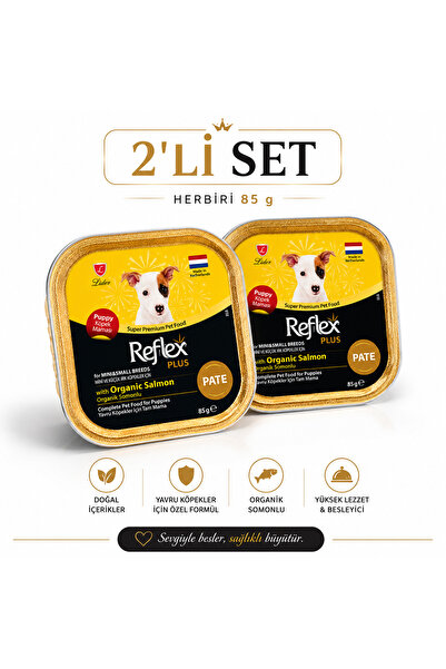Plus Organik Somonlu Pate Yavru Köpek Yaş Maması 85 gr x 2 Adet