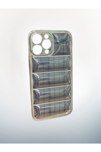 Apple iPhone 13 Pro Max Uyumlu Kılıf Lüks Çerçeveli Şeffaf Puffer Şişme Tasarım Kamera Korumalı Silikon Kılıf
