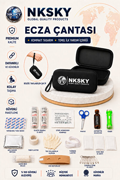 NKSKY 36 Parça İlk Yardım Çantası, EVA Siyah Çantalı İlk Yardım Seti, Bileğe ...